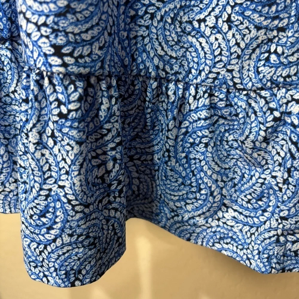 Michael Kors Blue Paisley Print Sleeveless Patterned Dress M